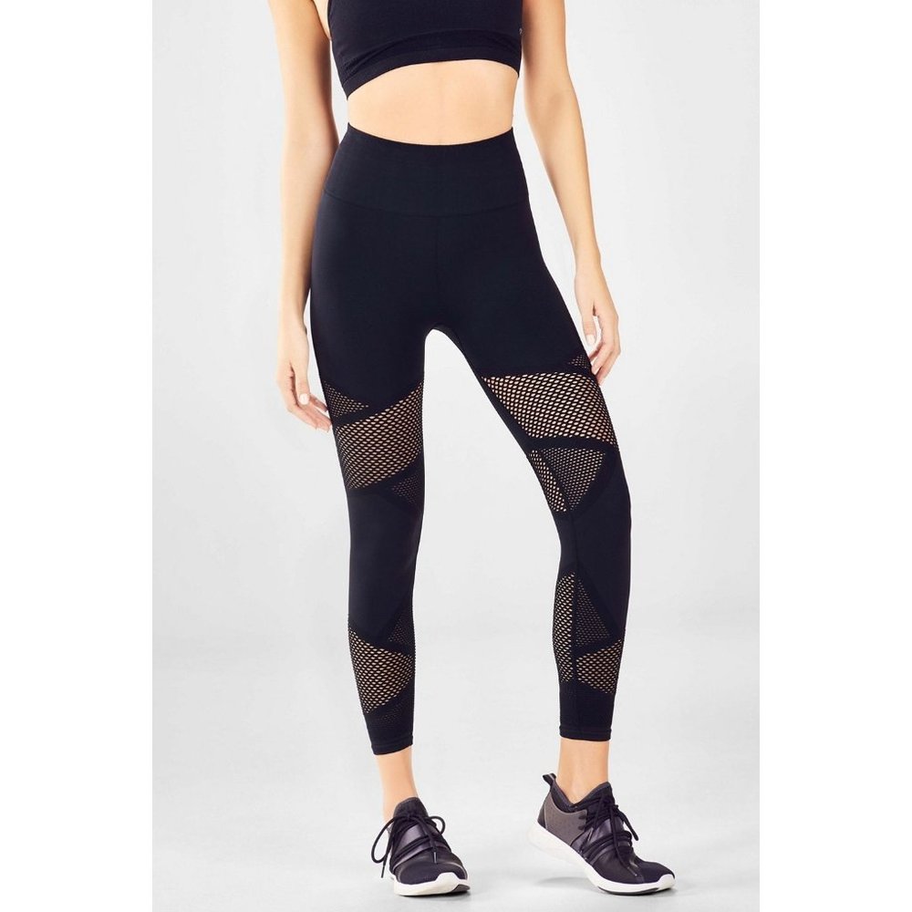 Fabletics - Mosaic High-Waisted 7/8 Leggings - Navy Blue - Large